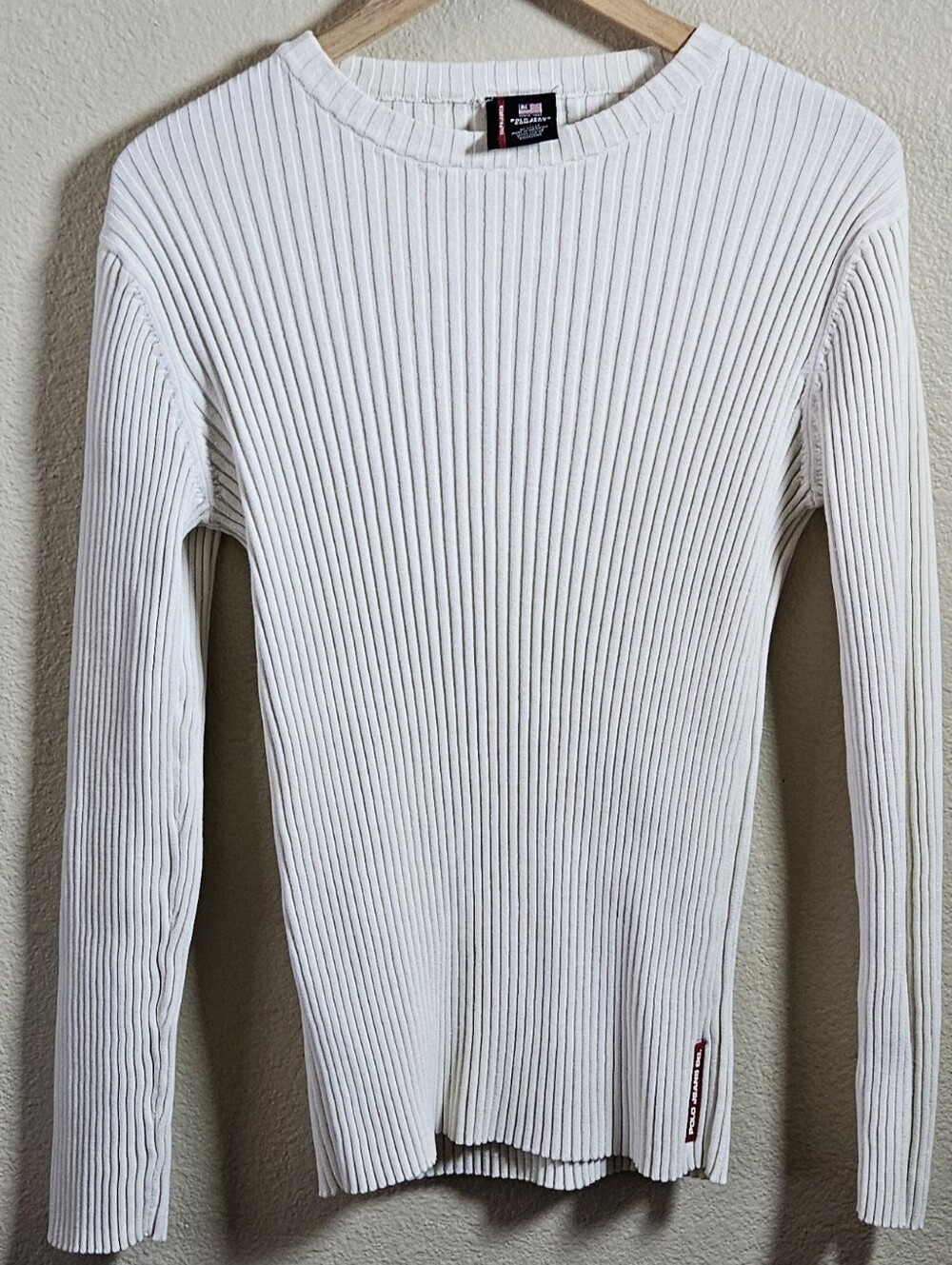 VGT RALPH LAUREN 1990'S POLO JEAN CO, RIBBED KNIT SWEATER CREAM SIZE (L)